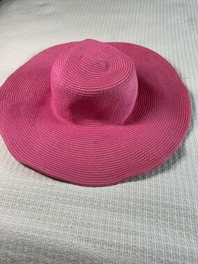 Ole America pink woven sun hat with wide brim